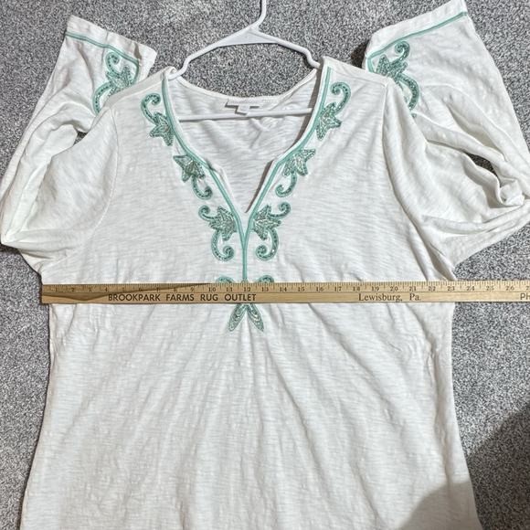 Charter Club Tunic Top Womens 2X Plus Boho Embroidery Cottagecore Peasant Flowy - Picture 10 of 11